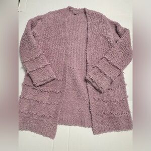 Barefoot Dreams Women Small CozyChic Boardwalk Cardigan in Orchid / Mauve Purple